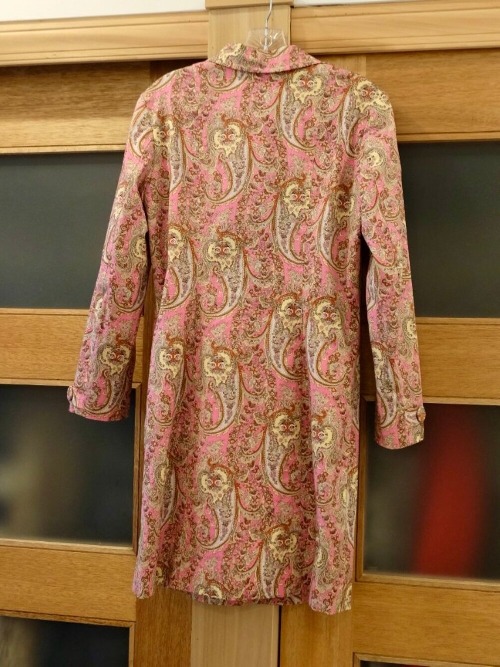 ETCETERA~PINK PAISLEY SHIFT COAT COTTON LINED LIGHTWEIGHT TRENCH Size 4 - Picture 3 of 5